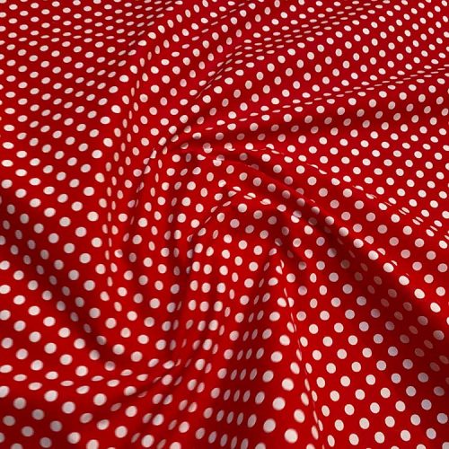 Popelín Rojo Lunar Blanco Pequeño.