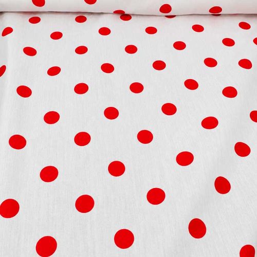 Popelin Blanco Lunar Rojo