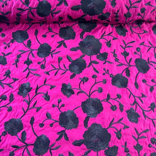 Tela Fucsia Bordada