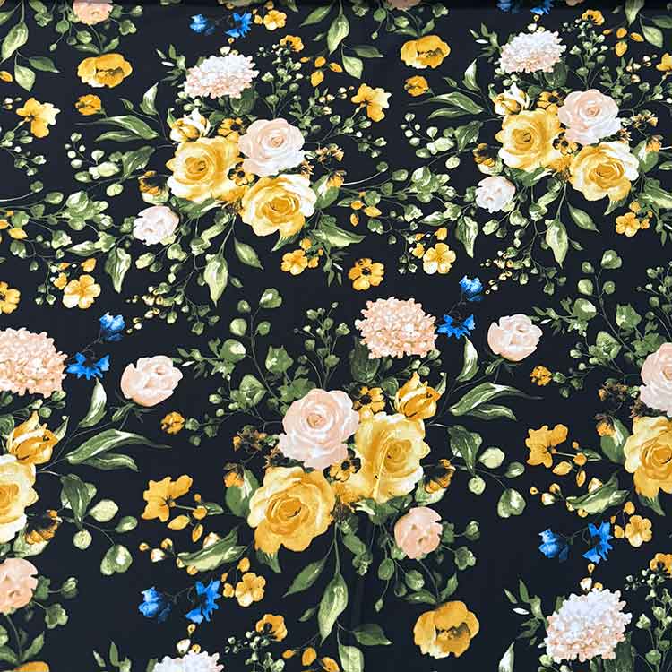 Telas NEgra Con Flores