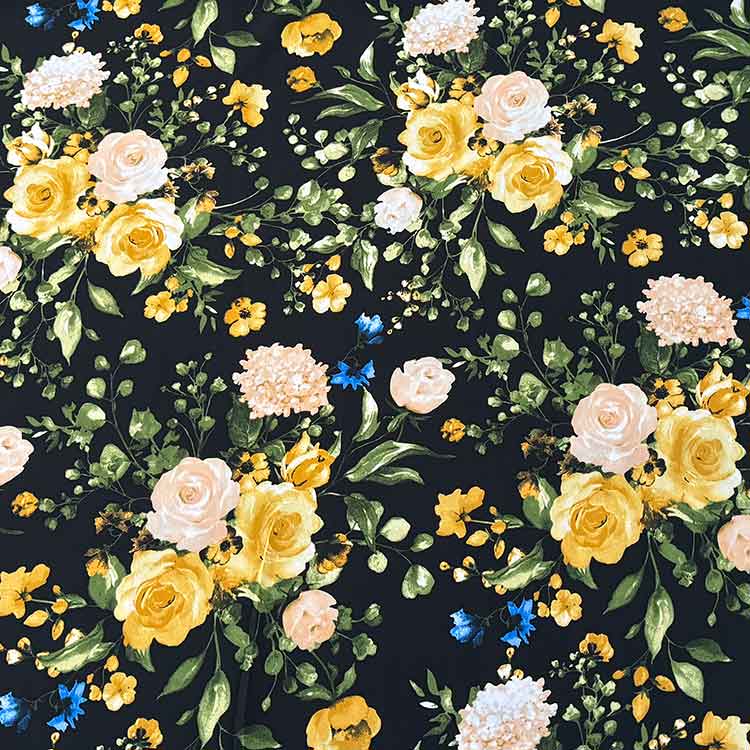 Telas NEgra De Flores