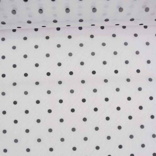 Organdi Blanco Lunar Negro