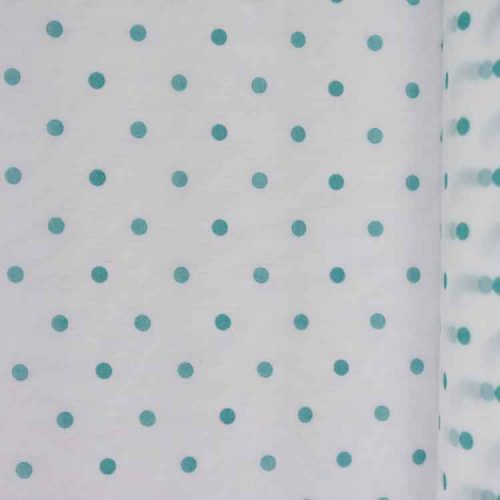 Organdi Blanco Lunar Verde Agua