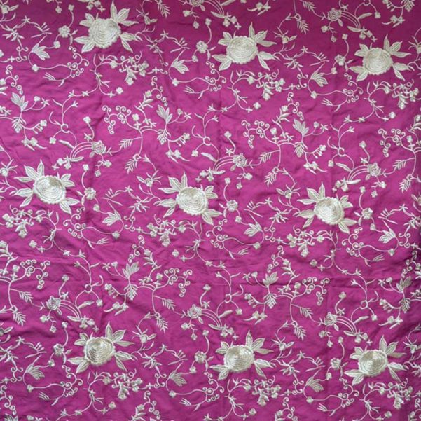 Tela Bordada Color Rosa