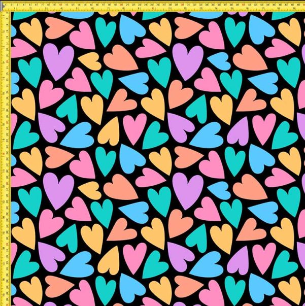 Telas De Corazones Fondo Negro