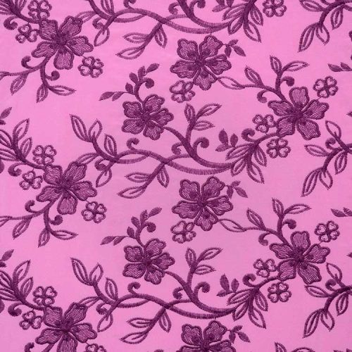 Tela Bordada Malva Y Morada