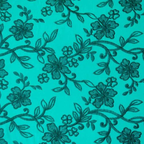 Tela Bordada Verde Agua