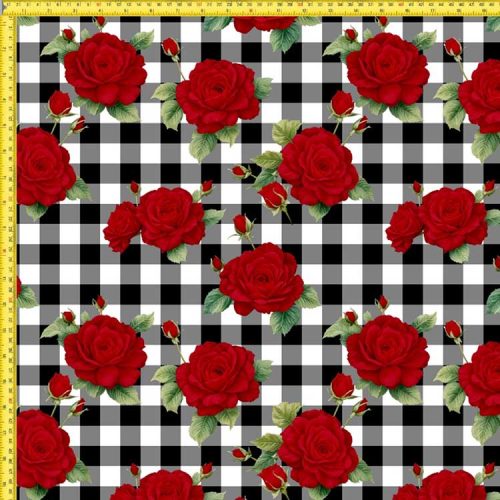 Tela De vichy Y rosas