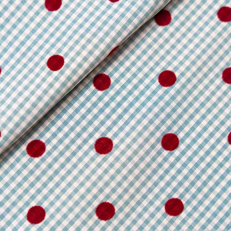 Vichy Verde Lunar De Terciopelo Rojo