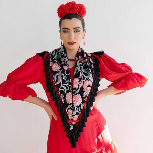 Manton Bordado Salmón