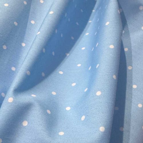 Popelín Celeste Lunarito Blanco.