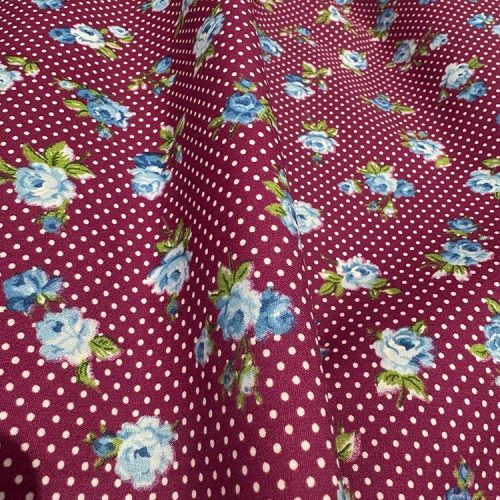 Popelín Florecitas Cardenal.