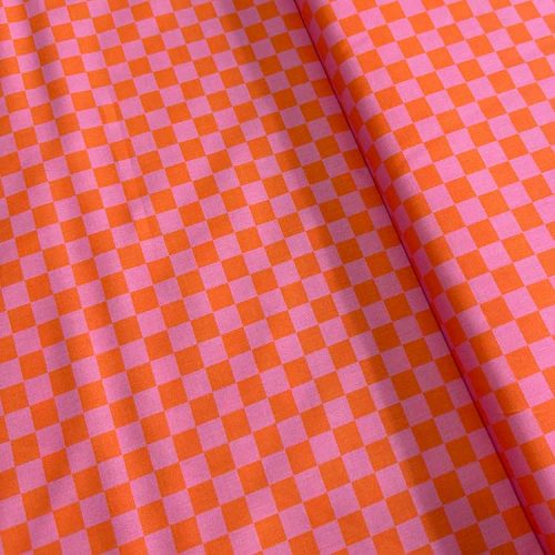 TEla De cuadros Naranja