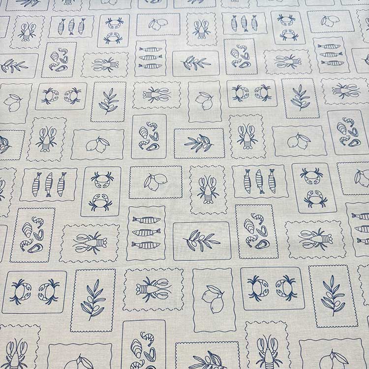 Tela De Motivos Verano Fondo Azul