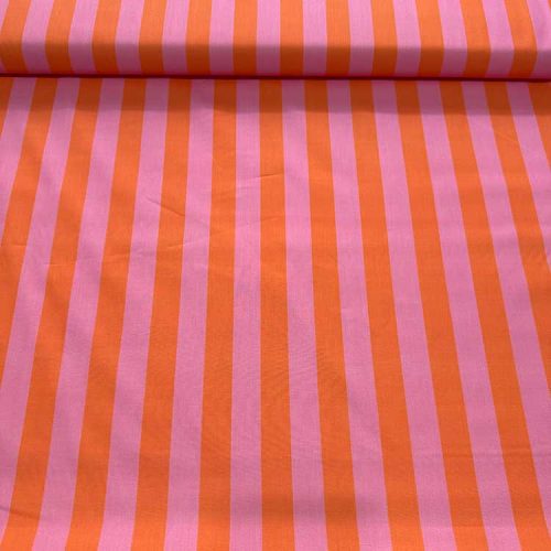 Tela Rayas Naranja Y Rosa