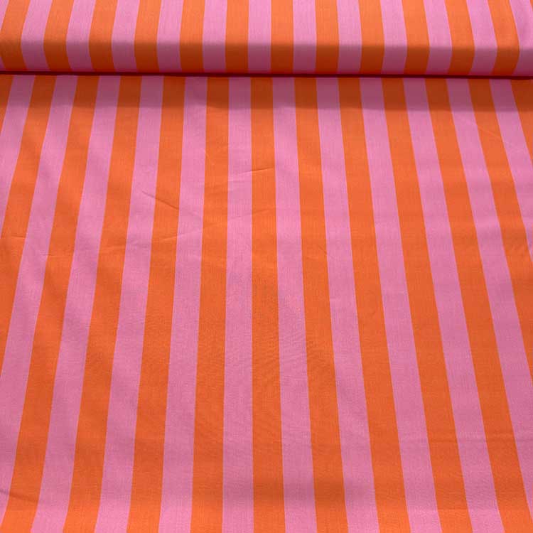 Tela Rayas Naranja Y Rosa