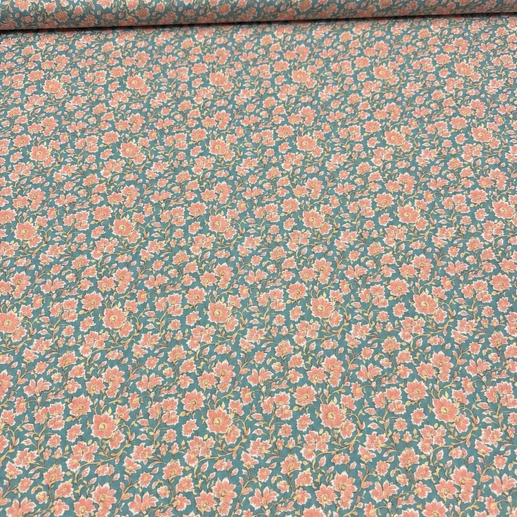 Tela Verde Y Coral